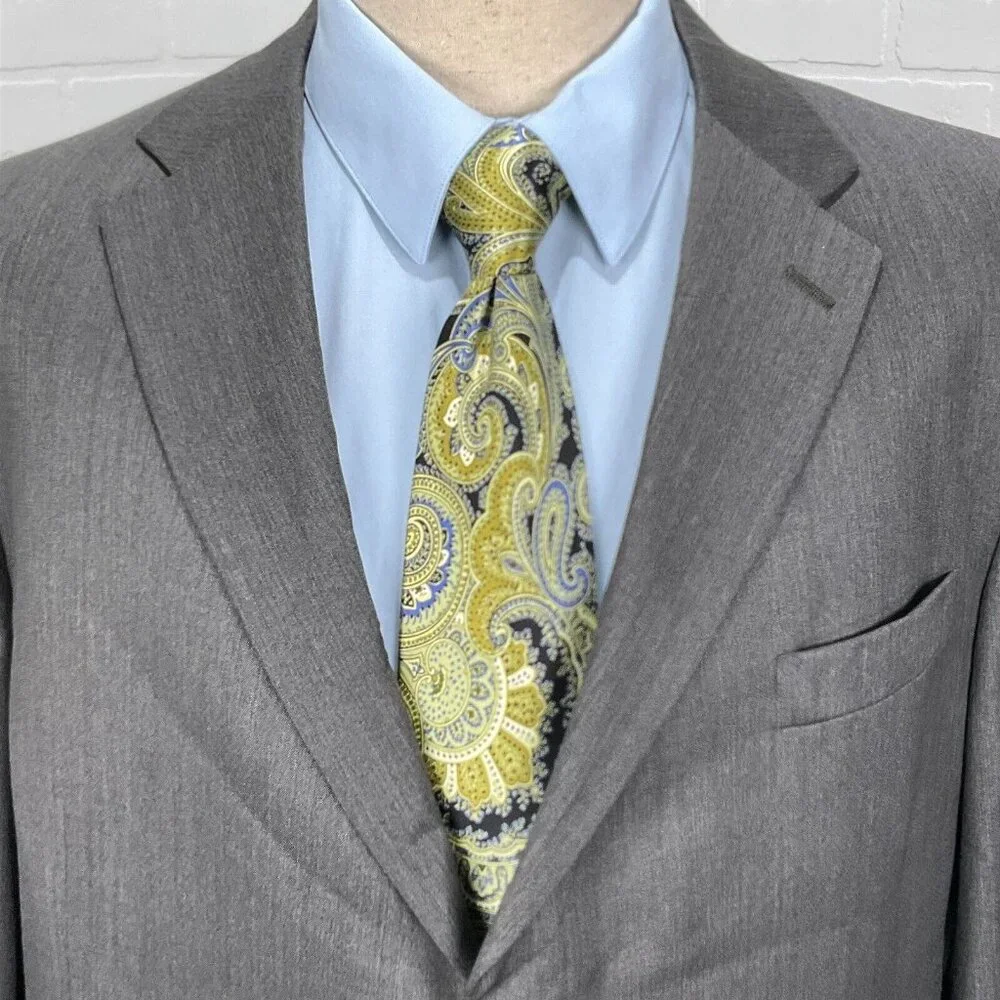 Hart Schaffner Marx Blazer Men 46 Gray Bespoke Gold Trumpeter Classic USA Jacket